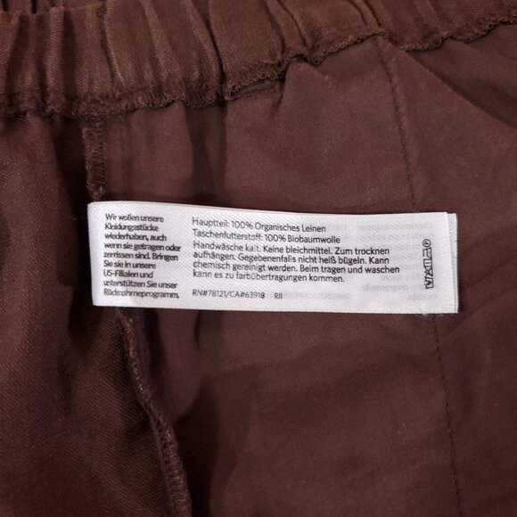 Eileen Fisher Womens Small 100% Organic Linen Wide Leg Pull On Pants Brown - Picture 9 of 12